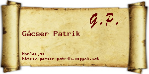 Gácser Patrik névjegykártya